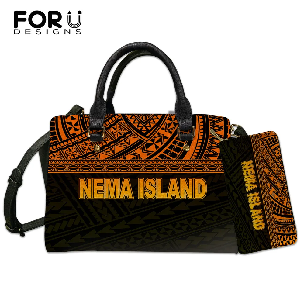 

FORUDESIGNS Nema Island Pattern Women Handbag Messenger Bags Casual Ladies Shopping Bag Luxury Female Shoulder Bag And Purse Set