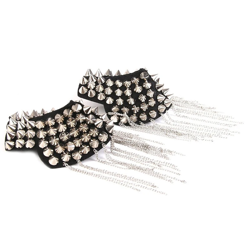 1 пара панк юбка серебряное ожерелье с заклепками и кисточками значок на