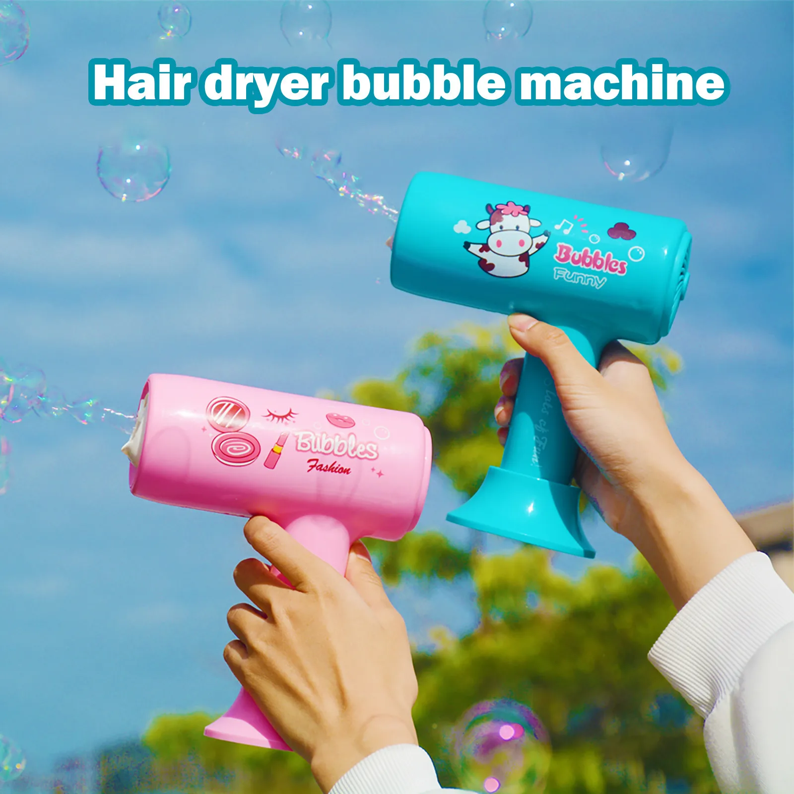 

2021 bubbles toy Bubble Machine Hair Dryer Operate Easily Indoor Outdoor Bubble Maker Toy (23ml) bubbles toy for kids gun