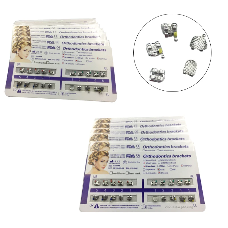 

10 packs Dental Bracket Braces Standard Roth 0.022 Slot 3 / 345 Hook Mesh Base Bracket