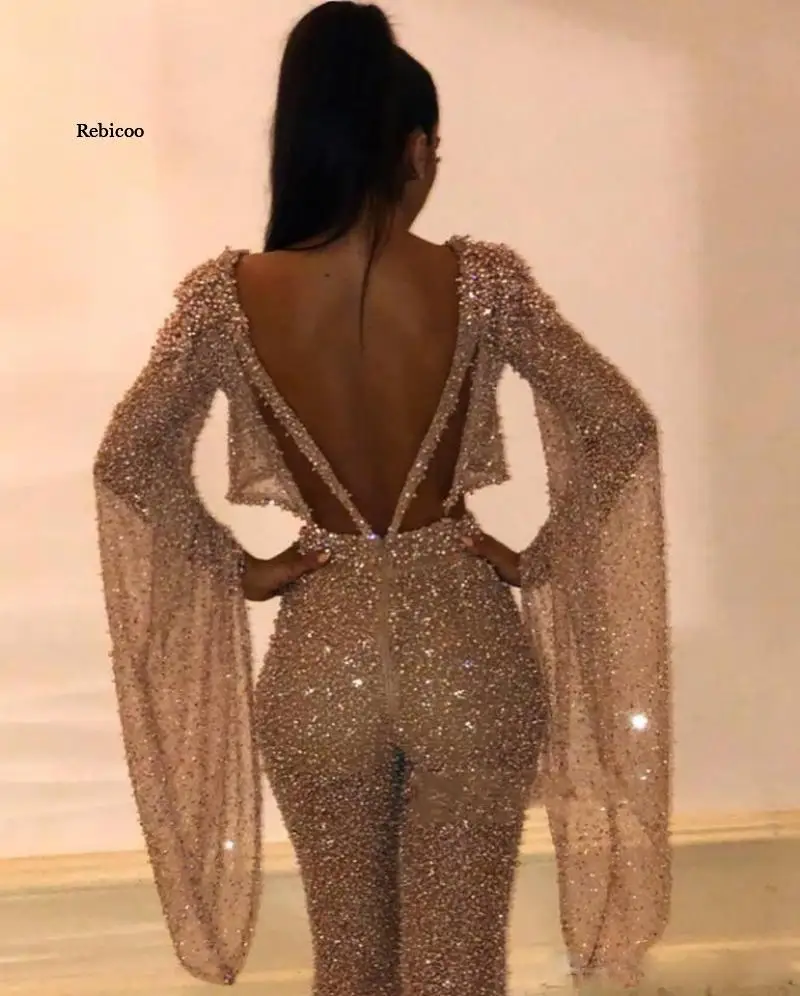 

2021 New European and American Women's Bronzing Round Neck Bat Sleeve Top Jumpsuit Fake Two-Piece New