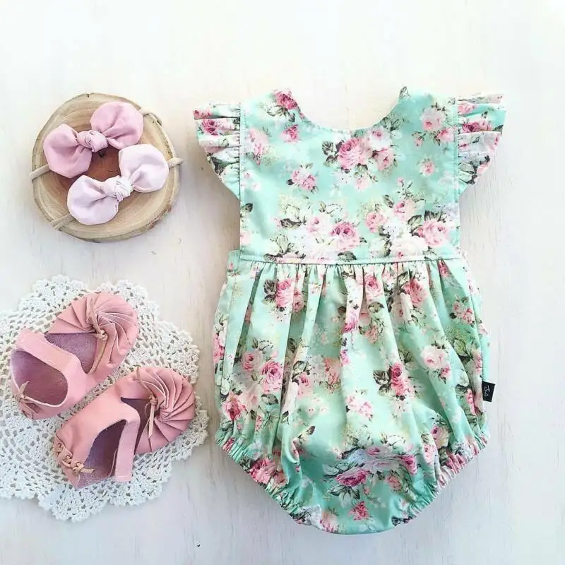 

Newborn Baby Girl Flower Ruffle Jumpsuit Outfit Clothes 0-18M