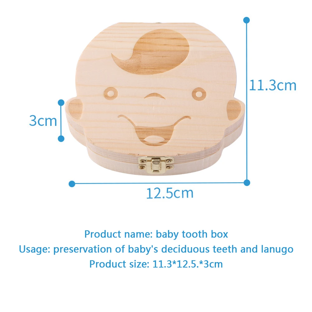 Caja de madera para guardar dientes de beb&eacute;, organizador de Lanugo, Umbilical, dientes de leche, recuerdos, regalo-5