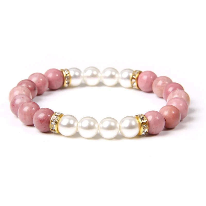 Натуральные целебные энергетические браслеты из родохрозита для женщин белый