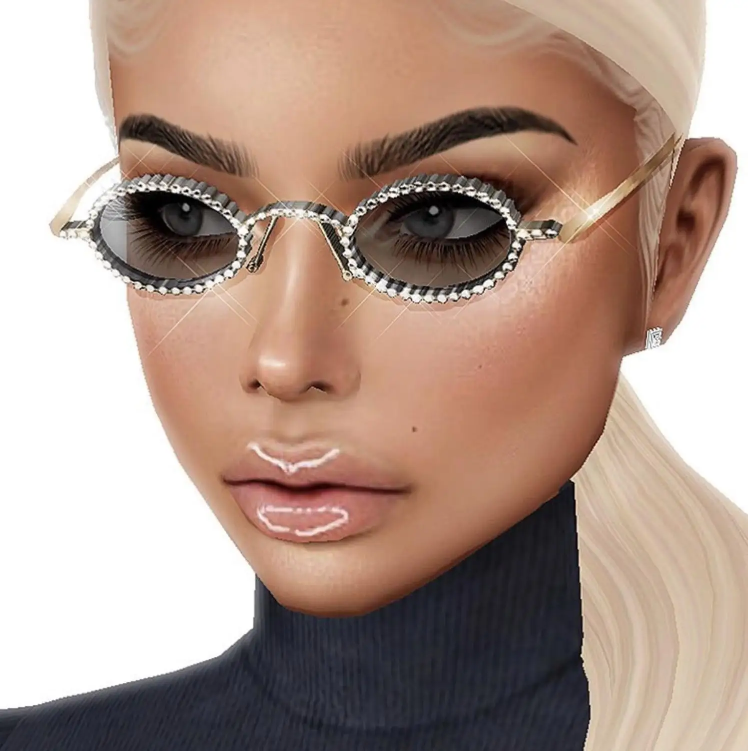 Роскошные Овальные Солнцезащитные очки женские Маленькие стразы рамка bling diamond