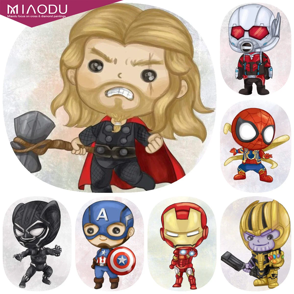 

Disney Cartoon Cute Version Of Marvel's Avengers Spiderman Thor Diamond Painting Cross Stitch Kit Embroidery Home Decor Boy Gift