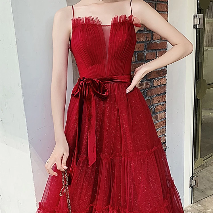 

Evening Dresses New Burgundy Pleat A-line Floor-length Strapless Simple Sleeveless Plus size Customized Woman Formal Dress A017