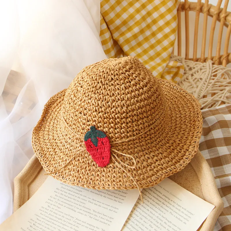 

Kids 2021 Summer Straw Cartoon Fruit Hat Beach Sun Protection Hat for Girls Boys Summer outdoor Shade Children's Fisherman hat