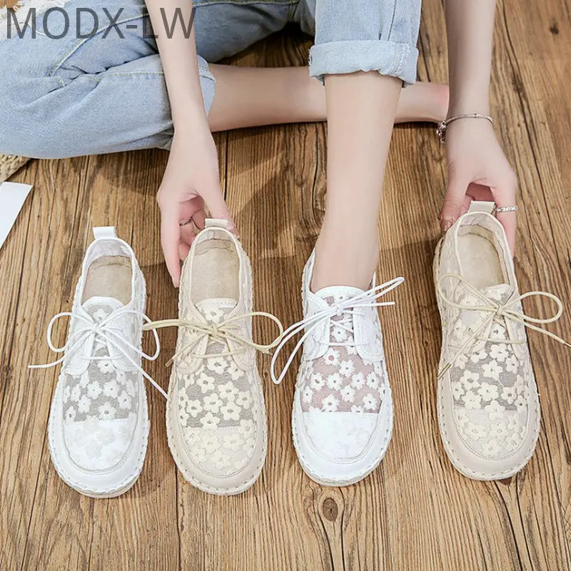 

Casual design white shoes lace embroidery lace flat women's shoes flat women's shoes outdoor women's shoes new hot sale