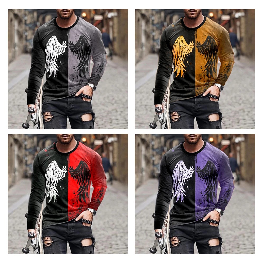 

Футболка мужская с длинным рукавом и круглым вырезом