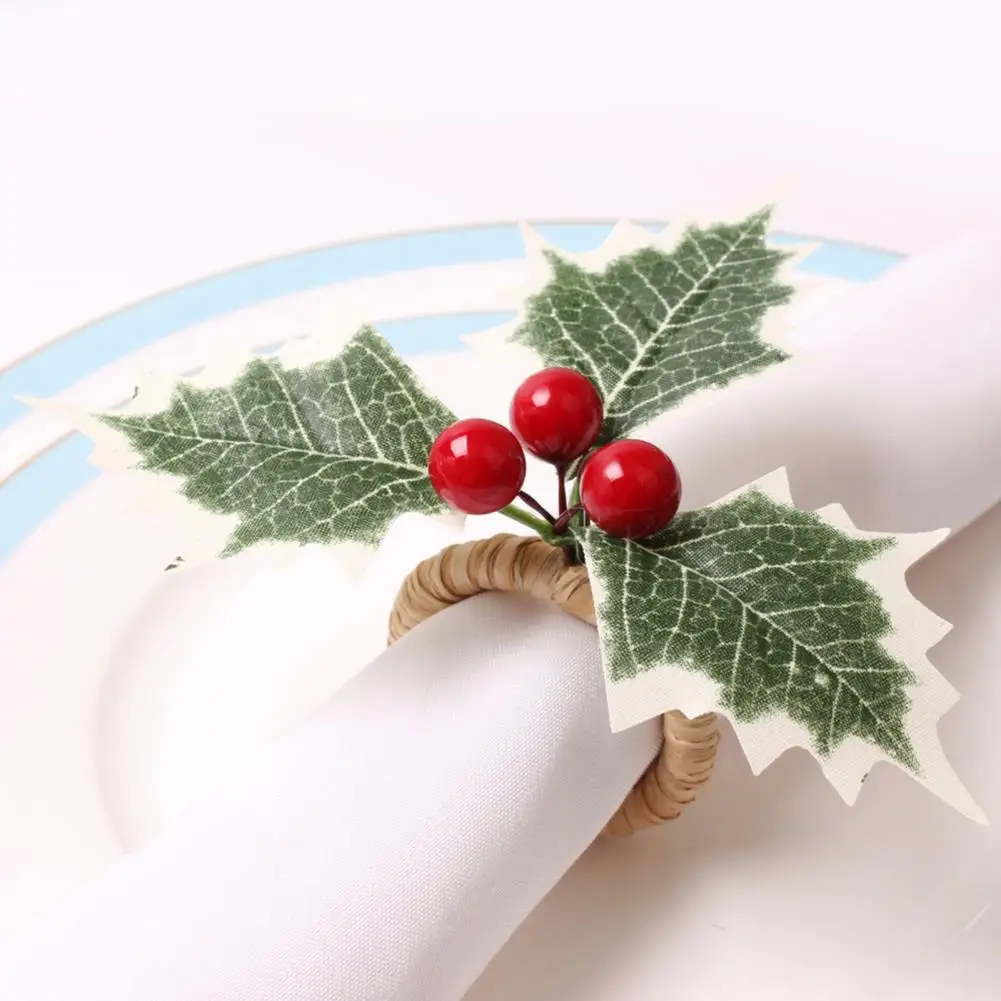 

Multicolor 6Pcs/Set Convenient Cute Red Fruit Napkin Holder Portable Napkin Ring Eye-catching for Gifts