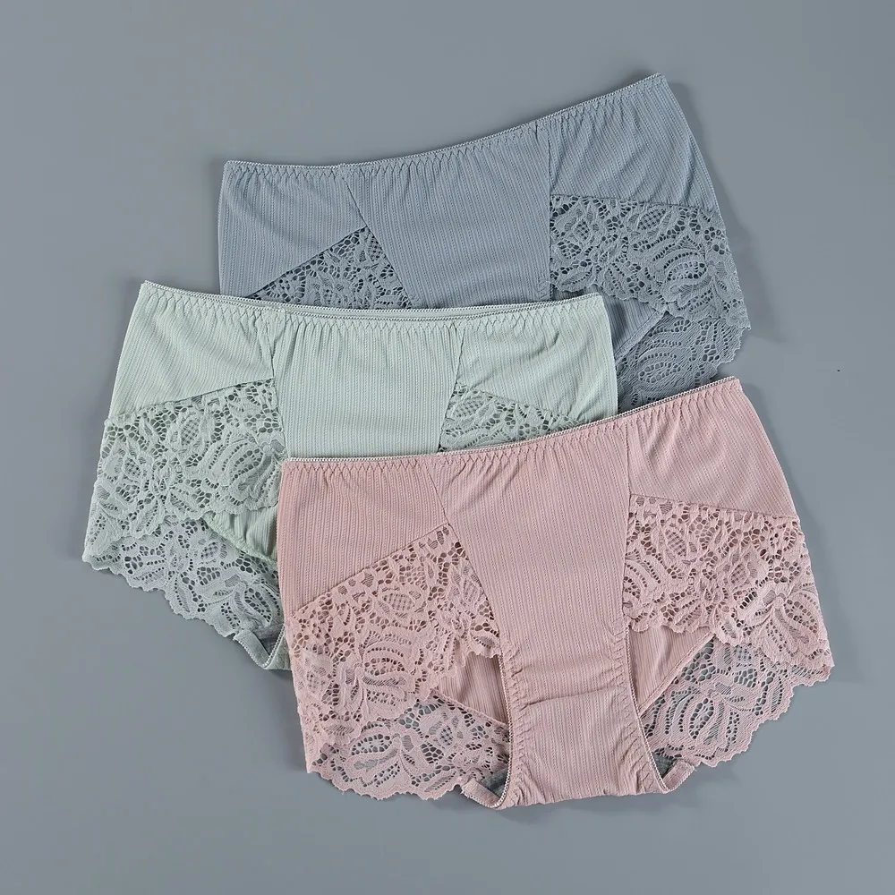 

Lace Panties For Women Sexy Underpants Transparent Breath Underwear Hollow Out Briefs Summer High Waist Female Dropship Big Size