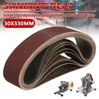 10pcs sanding belts 330x30mm 1203206008001000 grit assortment metal grinding aluminium bands polisher oxide sander