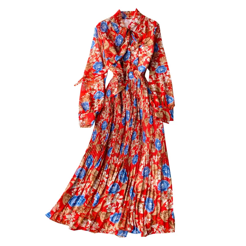 

2021 New Spring Chiffon Women Maxi Dress Long Sleeve Lady Floral Bodycon Holiday Party Chic Fashion Vestidos B434