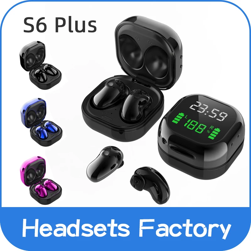 

S6 Plus Wireless Bluetooth 5.0 Earphone Sport Headphones LED Display with Microphone Earbuds Waterproof Headset For Phone Gamer