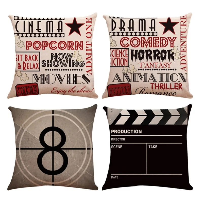 

Linen Sofa Car Home Movie Theater Cinema Pillow Case Cushion Cover Home Decoratons