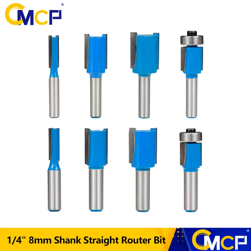 

CMCP Straight Woodworking Router Bit 1/4" (6.35mm) 8mm Shank Bearing Flush Trim Router Bit Carbide CNC Milling Cutters