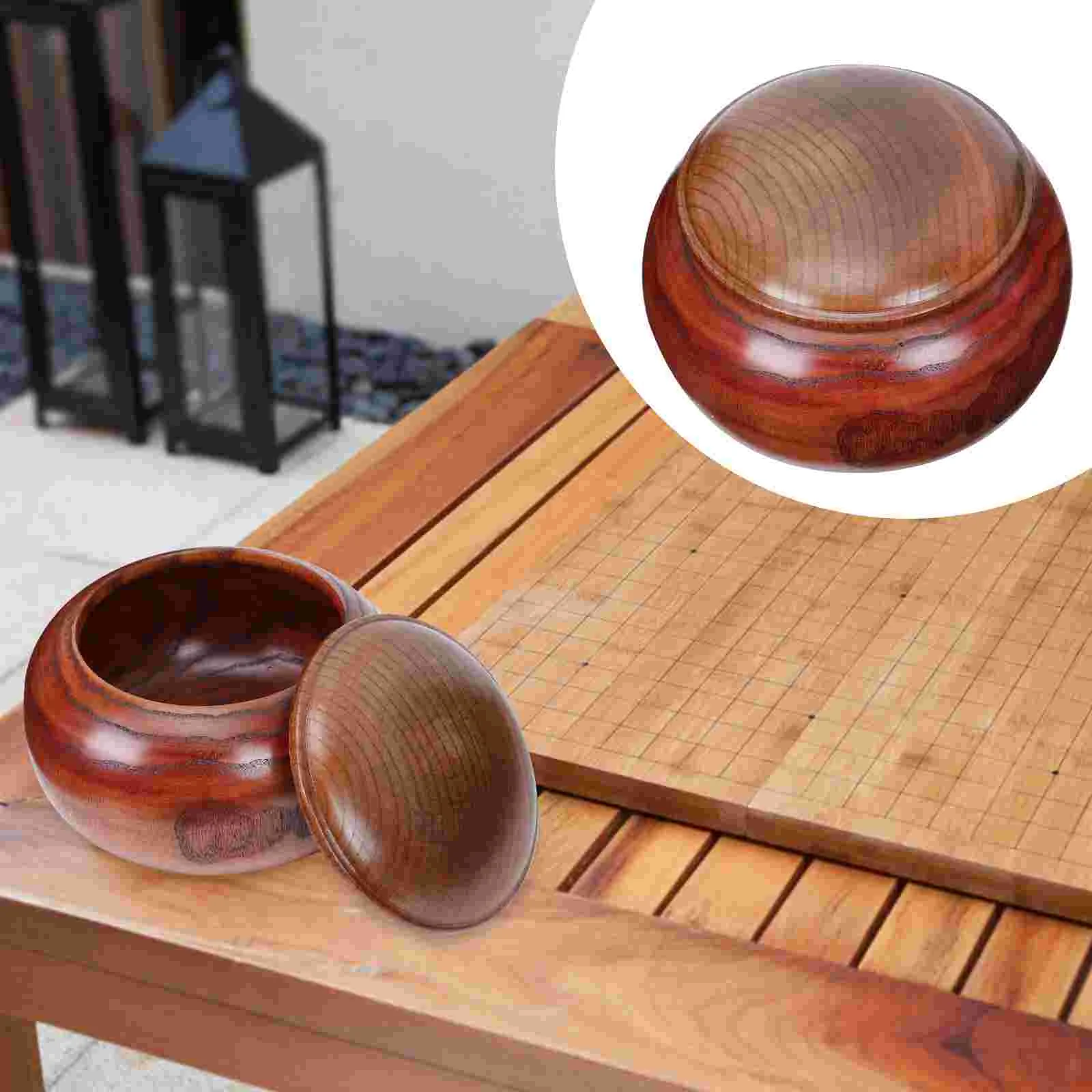 

1pc Wooden Chess Pieces Container Weiqi Pieces Pot Go Chess Case Light Brown