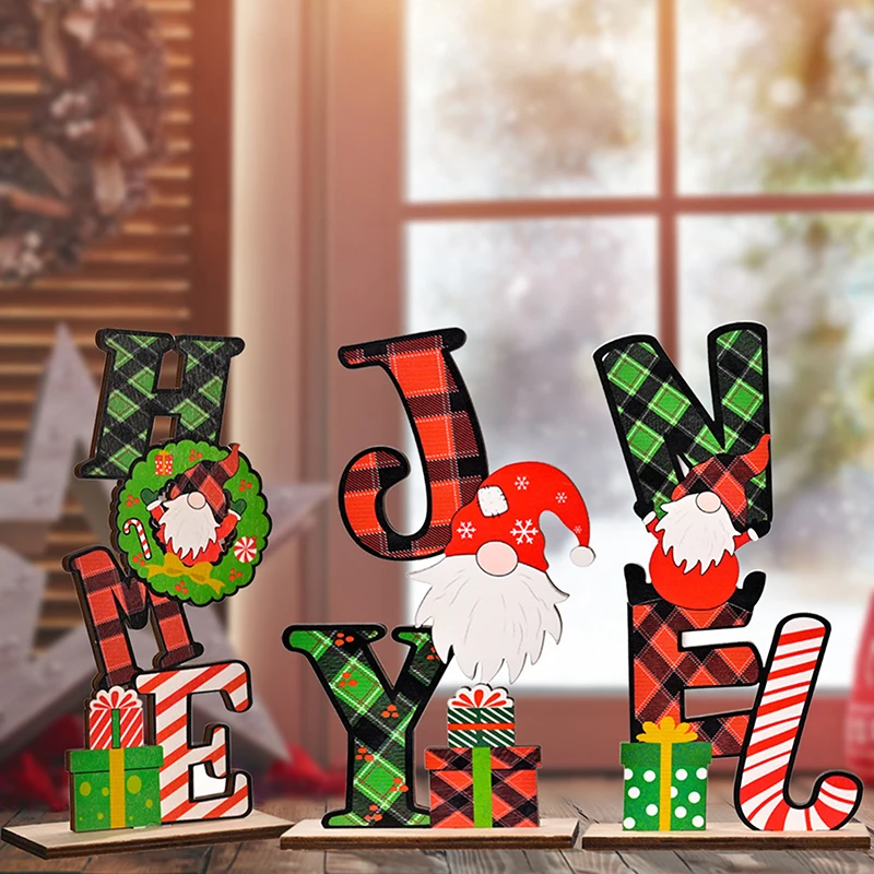 

2022 New Year Christmas Decorations for Home Wood Creative Printing Forest Faceless Old Man Ornaments Christmas Gift Decoration