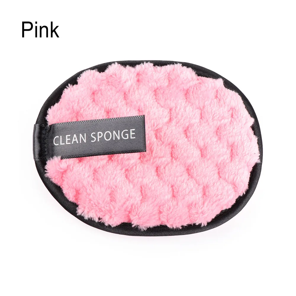 PINK Очищающее полотенце для лица из микрофибры, салфетки для снятия макияжа, контейнер для губки, губка для макияжа, подставка для губки, пудра, плюшевая пудра - Цвет: PINK