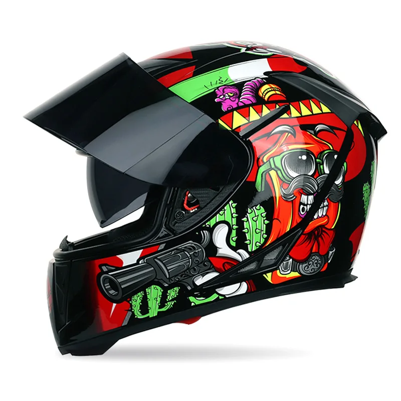 Мотоциклетный шлем мужской теплый на все лицо для езды мотоцикле гоночный из