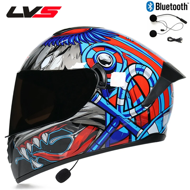 Bluetooth мотоциклетный шлем Полный мотоциклетный шлем с двойными линзами DOT Capacete da motocicleta - Цвет: 16