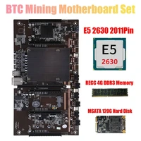 btc mining motherboard x79 h61 5x pci e 8x support 3060 3070 3080 gpu with e5 2630 recc 4gb ddr3 memory 120g ssd