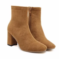 women boots autumn and winter new fashions boots suede square high shortly shoes