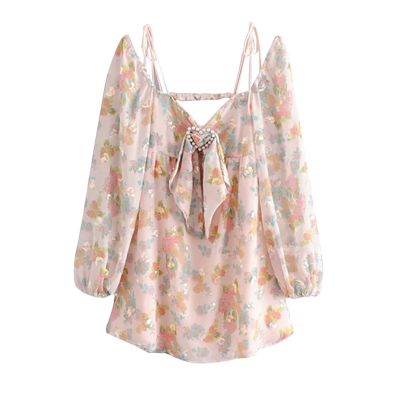 

Summer New French Retro Girl Ocean Style Holiday Fairy Print Embroidered Piece Dress Short Skirt Suspender Skirt