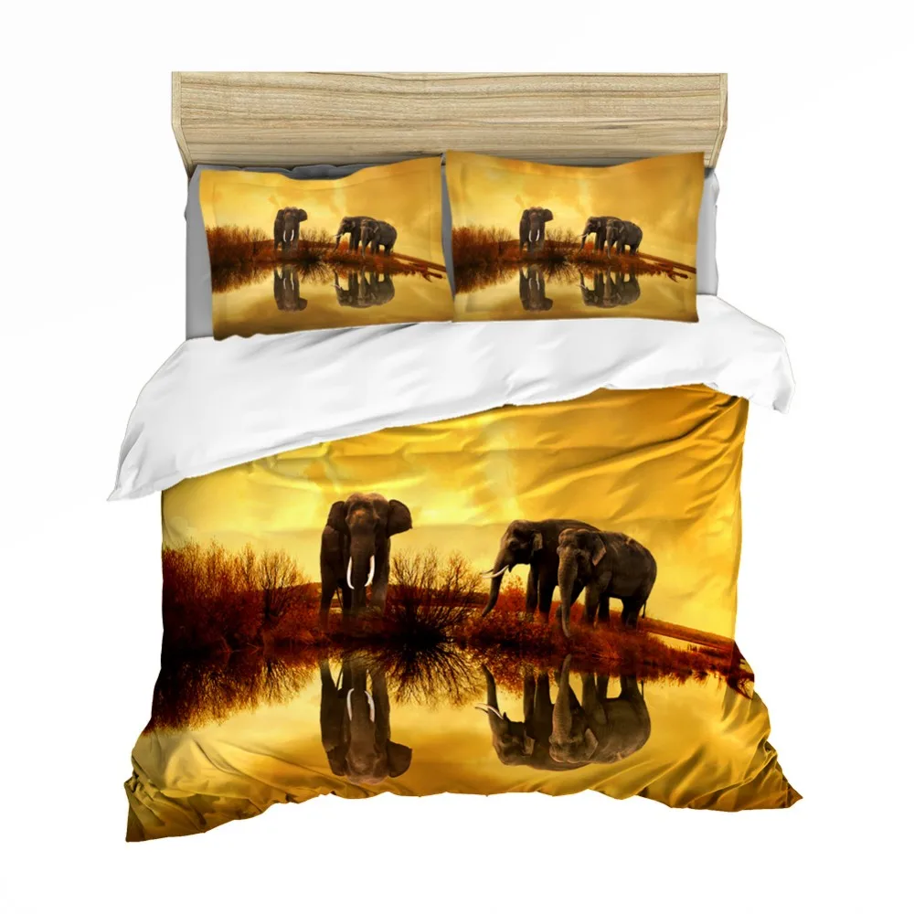 Африка слон семья пододеяльник набор 2/3 шт микрофибра постельные принадлежности