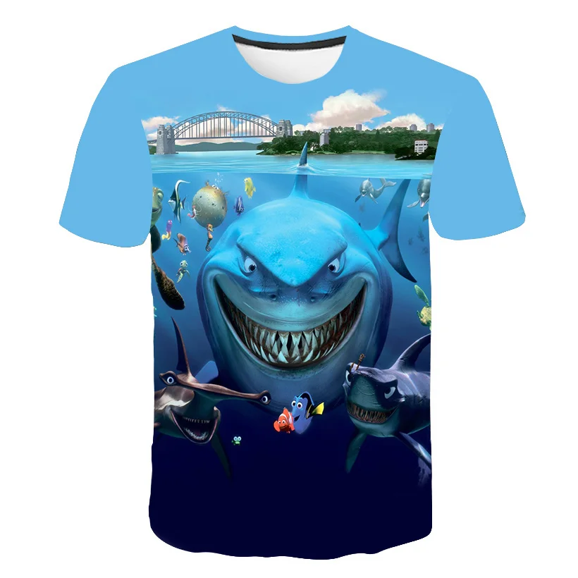

Funny Shark 3D Printed Short-sleeved T-shirt, Wicking Cute Cartoon Animal Shark Pattern men's T-shirt, Kid's T shirt, Boy's Tops
