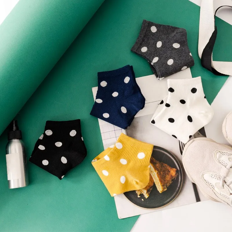 

Clearance Sale Dot Print Women's Socks Korean College Style Cotton Short Socks Japanese Kawaii Cute Harajuku Vintage Streetwear
