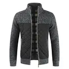 Мужской свитер на молнии, с карманами, теплый, приталенный, Осень-зима 2021