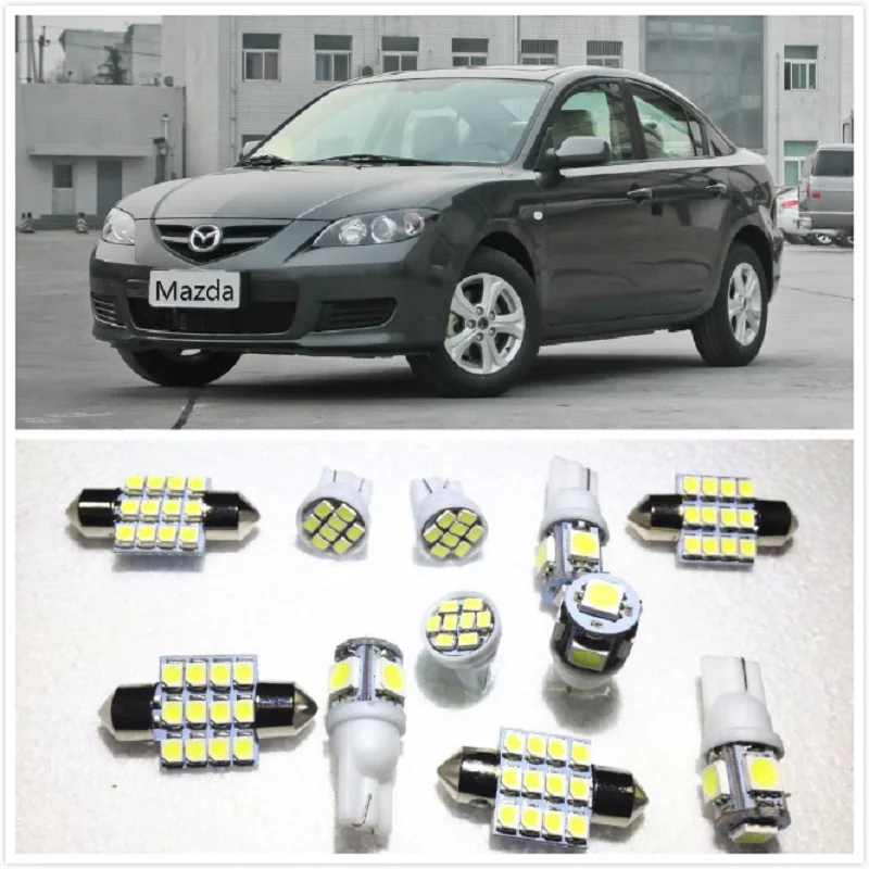 11 set White LED Lights Interior Package 10 & 31mm Map Dome For Mazda 3 5 6 B4000 Tribute Sport CX-5 CX-7 CX-9 1998-2019 | Автомобили и
