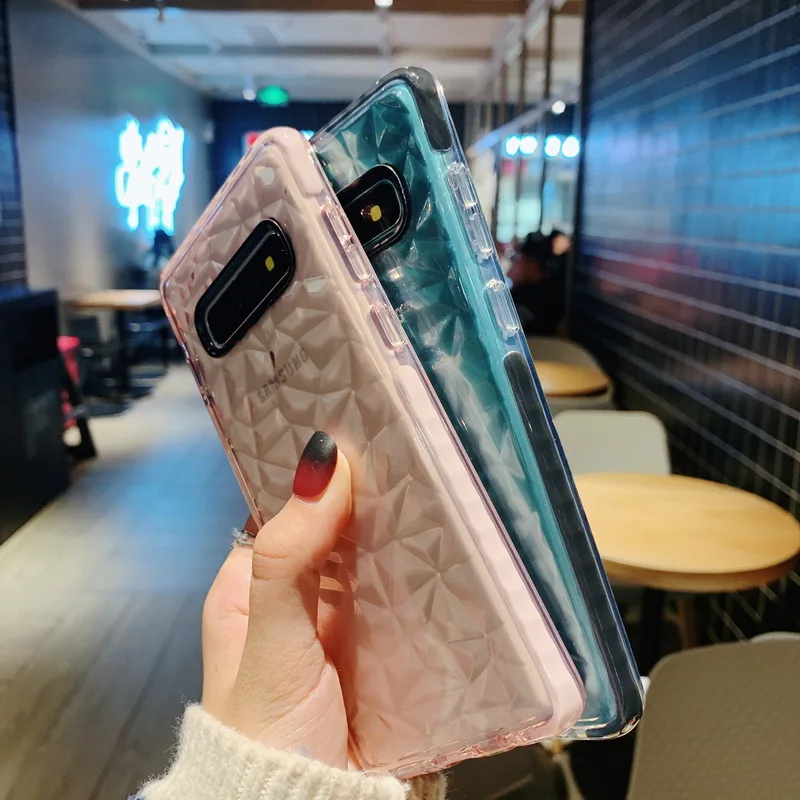 Двухслойный противоударный силиконовый чехол для samsung Galaxy S7 Edge S8 S9 S10 Plus A10 A20 A70 Двойной Цветной 3D Алмазный Мягкий ТПУ чехол