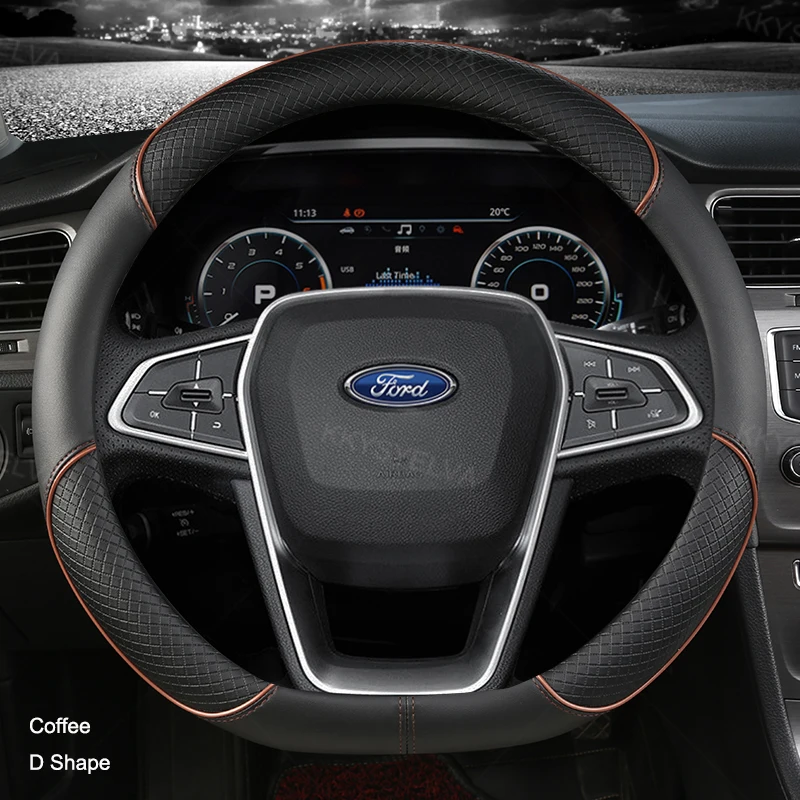 

Для Ford Fiesta 2000-2020 автомобильный чехол на руль Fiesta MK7 4 5 6, противоскользящие автомобильные аксессуары из микрофибры