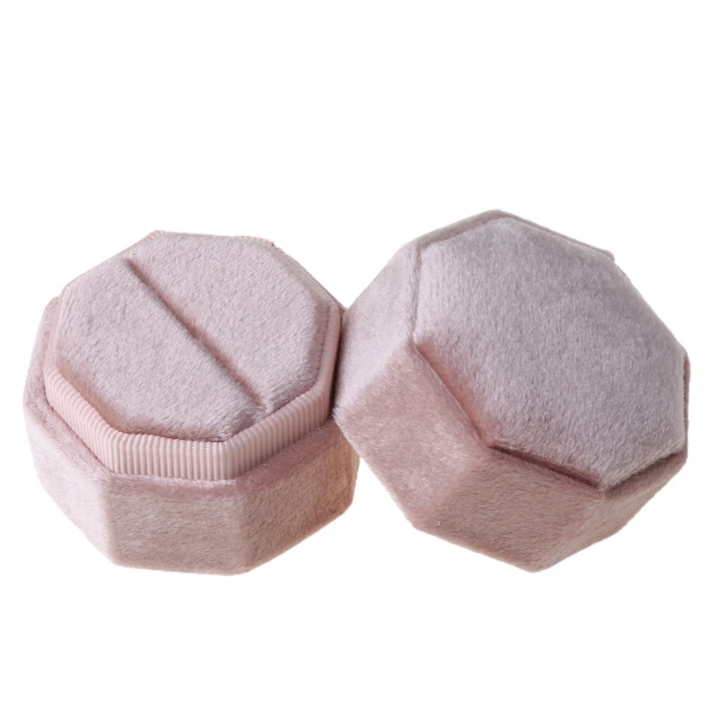 

N0HE Velvet Single Ring Box Octagon Wedding Ceremony Ring Box with Detachable Lid