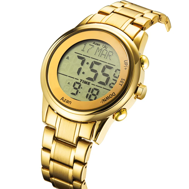 Muslim Azan Watch Prayer Qibla Compass Wrist Hijri Calendar Silver High Elegant Waterproof Best Gift | Наручные часы
