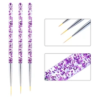 3pcsset new acrylic nail art painting pen drawing point drill pen line stripe grid pattern drawing pen tips nail manicure tool