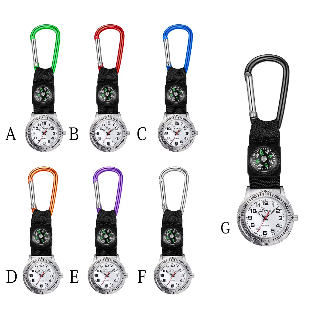 

Doctor Nurse Fob Pocket Watch Portable Carabiner Clip Watch Medical Sports Hiking Watches Clock Mountaineering Compass A50