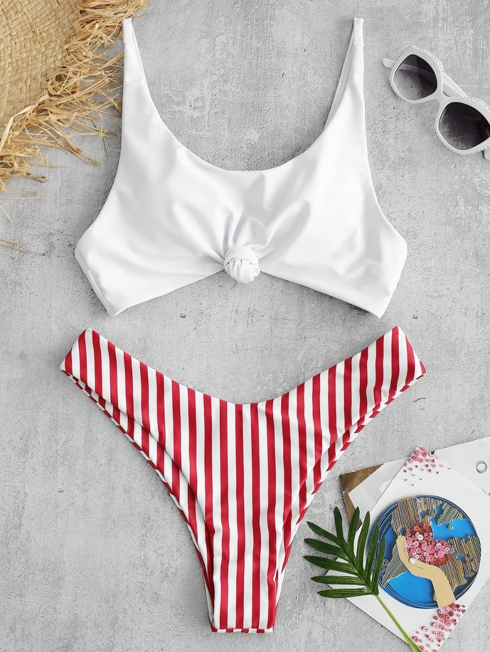 

Sexy micro Bikini 2021 Women Swimsuit Scoop Neck Striped Swimwear Knot Bow fringe Summer Beachwear Bathing Suit Push Up Biquini