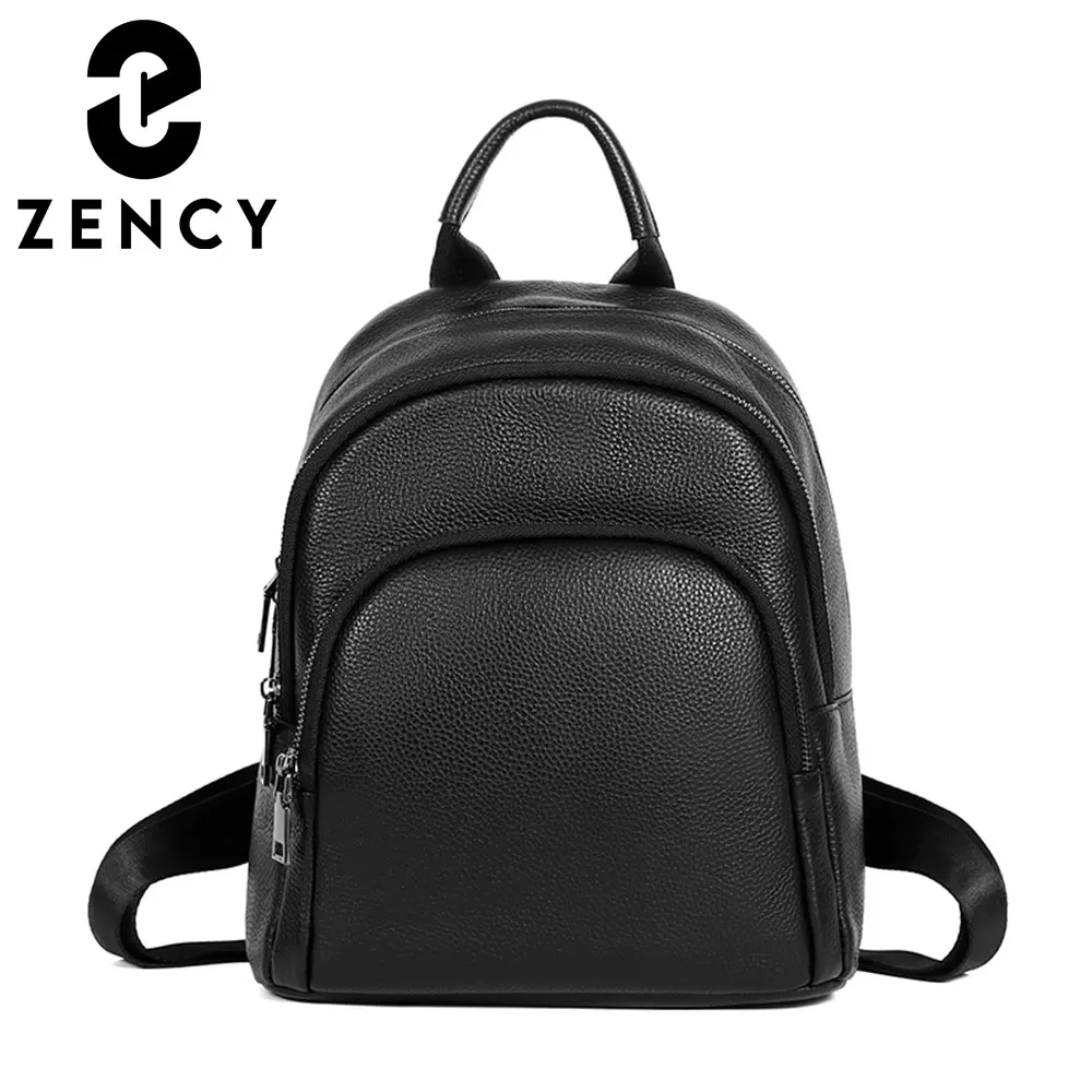 

Zency Genuine Leather Women Backpack Purse Simple Fashion Casual High Quality Travel Rucksack Lady Satchel Commute School Bag
