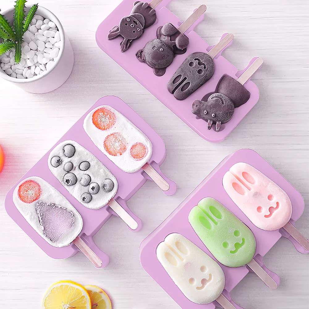 Силиконовая форма для мороженого в домашних условиях леденцов и 50 палочек