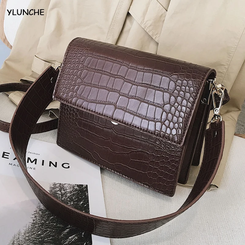 

YLUNCHE Luxury Design Women's handbag, novelty 2020, high quality artificial leather handbag, crocodile shoulder belt