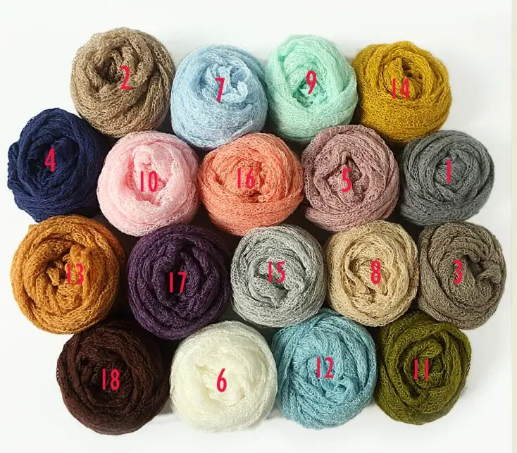 All 18 colors set 40x150 см накидка для новорожденных, мохер, аксессуары для фотосъемки, студийный детский реквизит, реквизит для фотосессии новорожденных, одеяло, кокон, детский шарф - Цвет: All 18 colors set