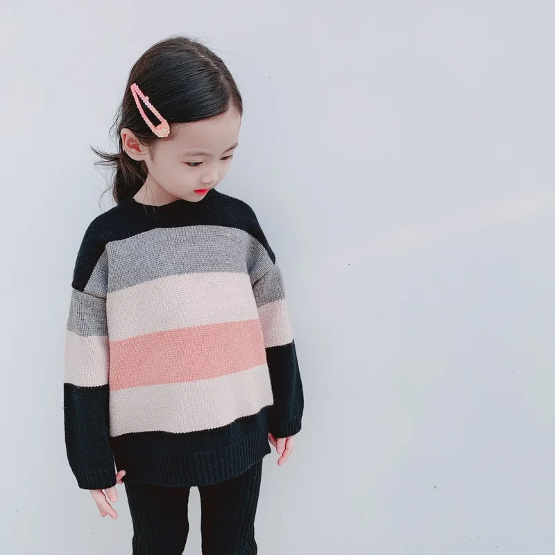 Новинка 2019 теплые свитера в полоску для маленьких мальчиков осенне зимняя
