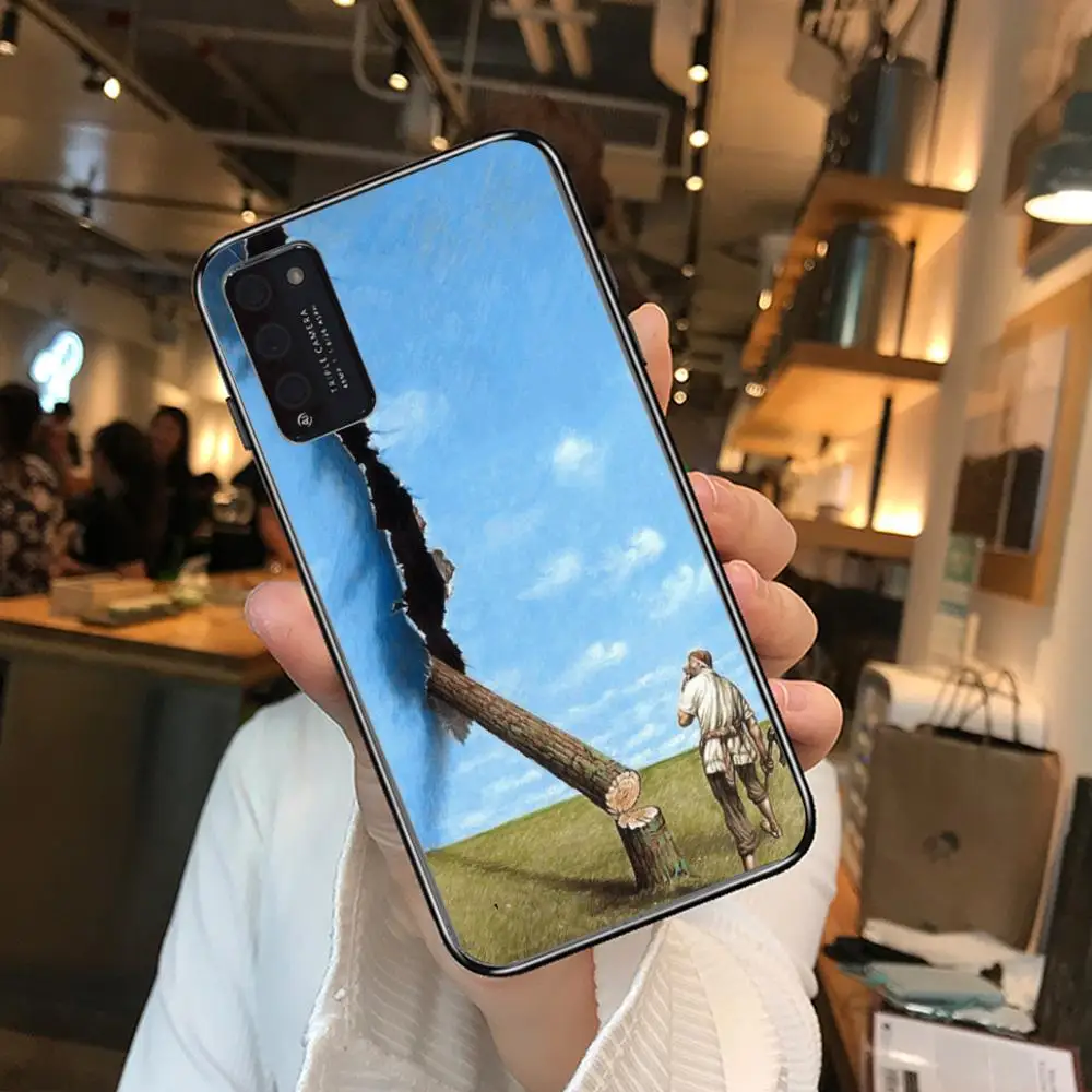 

Art illusion Clear Phone Case For Huawei Honor 10 20 30 9 X Pro Lite V 5G RU Black Etui Coque Hoesjes Comic Fashion