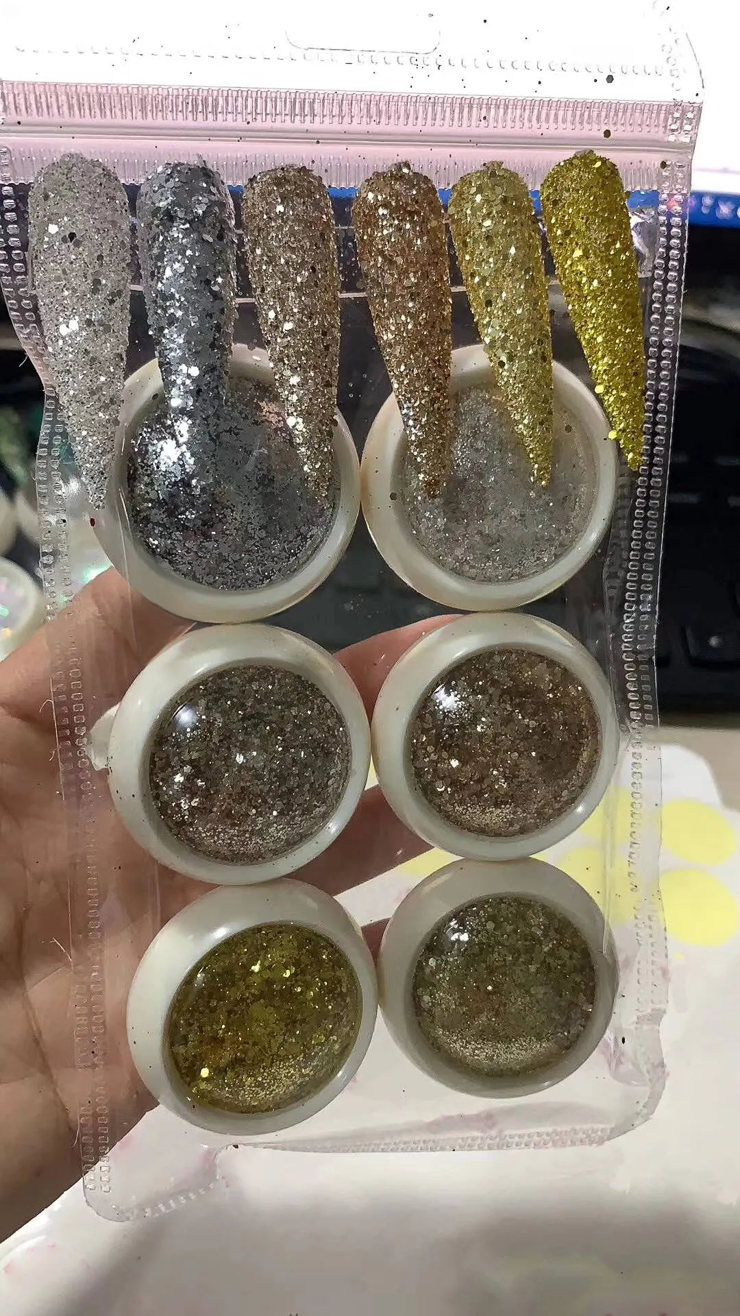 

6pcs Multiple color glitter Powder, fine glitter for jewelry diy silicone Mold,Nail Glitter Powder shiny Powder For nail art