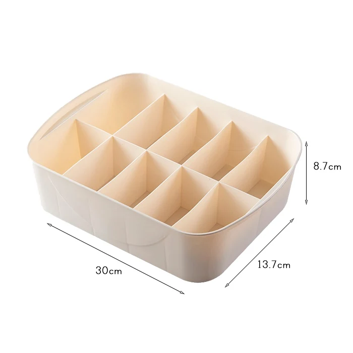 Beige 10 Cell Корзина для хранения, органайзер для гардероба для женщин и мужчин, коробка для хранения носков, нижнего белья, пластиковый контейнер, органайзер для макияжа - Цвет: Beige 10 Cell