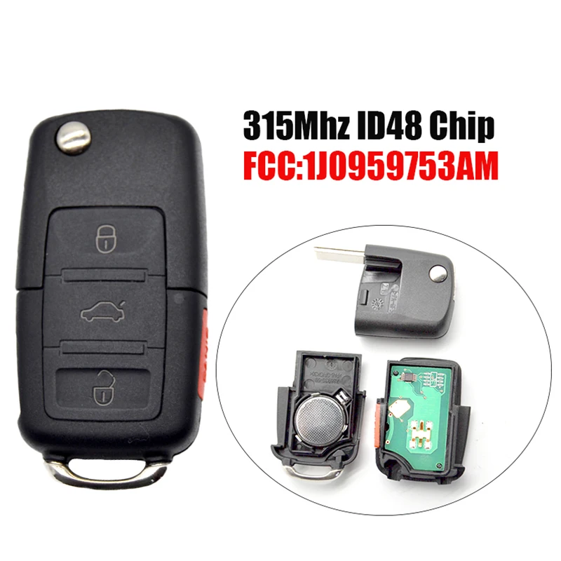 V0070 пульт дистанционного управления 315 МГц ID48 чип 1J0959753AM для VW Passat Beetle Golf VOLKSWAGEN Jetta